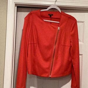 Cute Women’s Red Jacket with Gold Zipper Accent